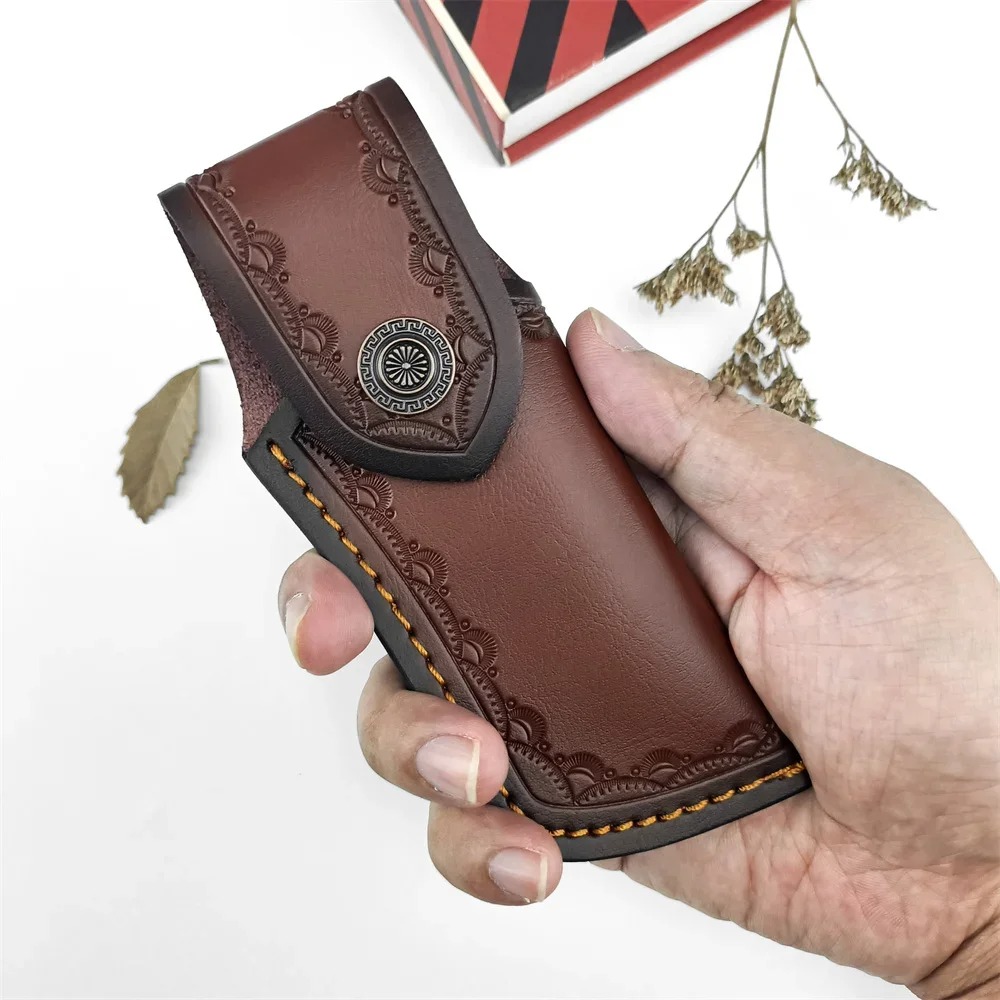 Brown Embossed Leather Knife S - Edc Carry Belt Leather recension och pris