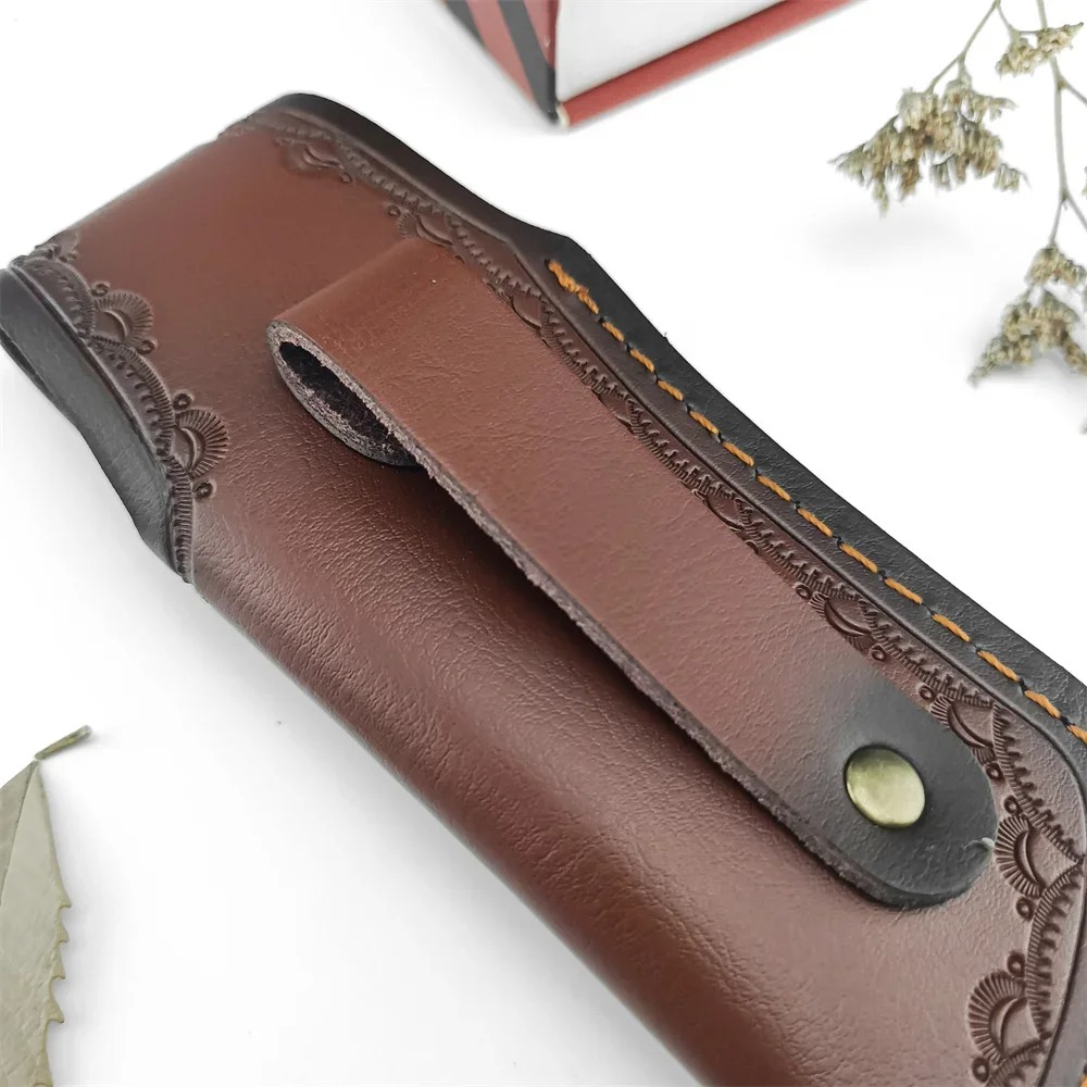 Brown Embossed Leather Knife S - Edc Carry Belt Leather recension och pris